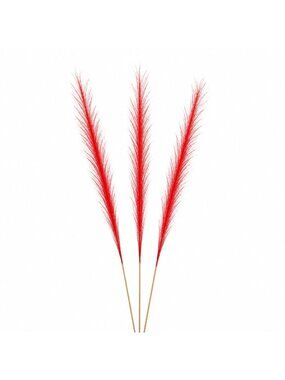 Red Pampas Grass Decor Set of 3 Faux Pampas Stems Red Floral Stems Patriotic Dec